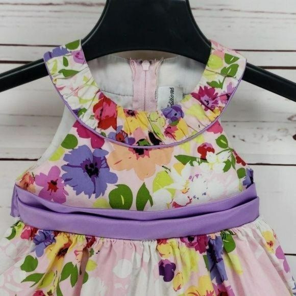 Rare Edition Infants Girls Spring‎ Tie Back Floral Lined Dress Size 18 Months - Picture 4 of 8